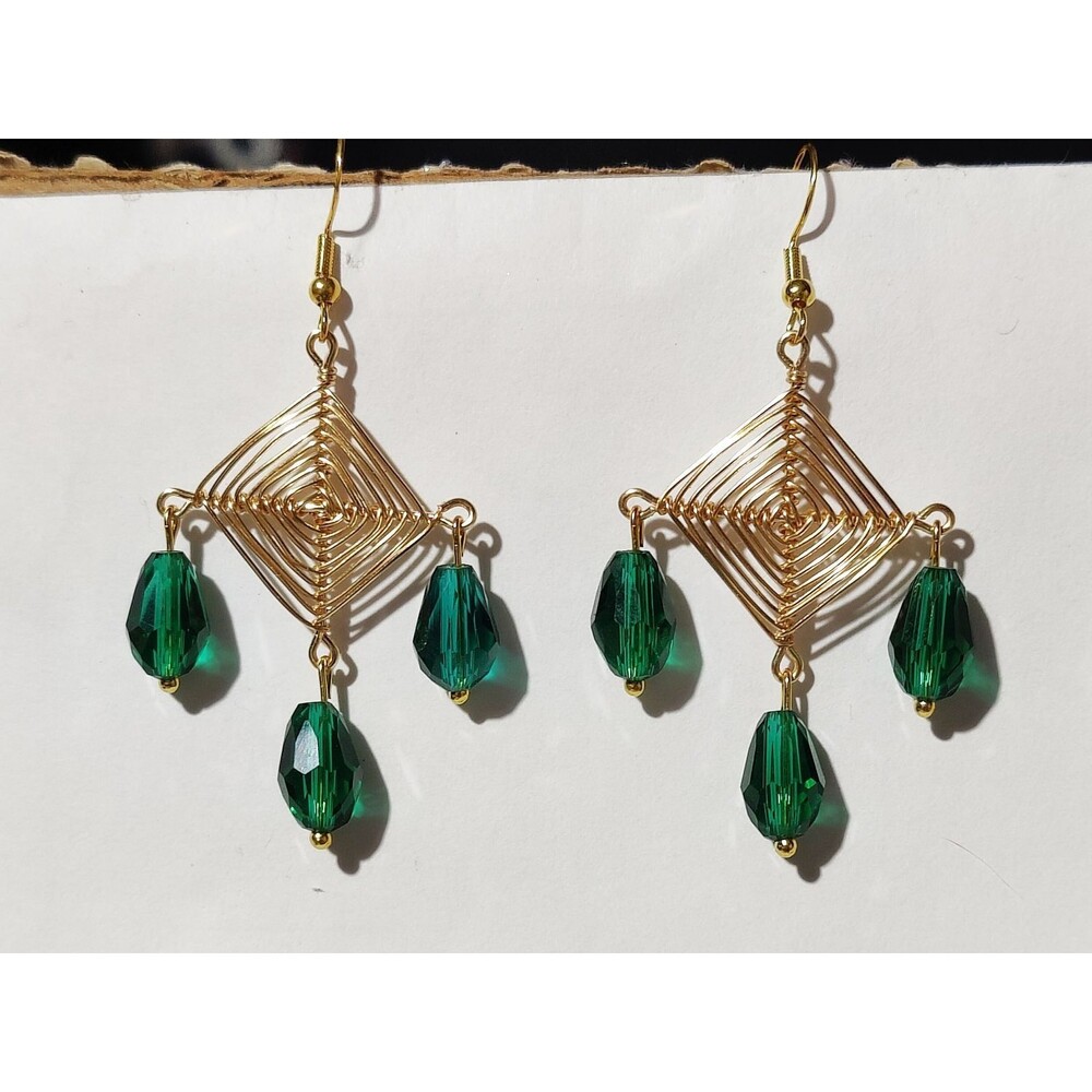 God's Eye Emerald Crystal Earrings